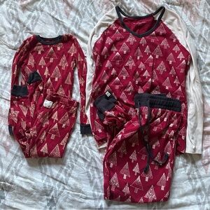 Burt's Bees Red Tree Print family Pajama Set
